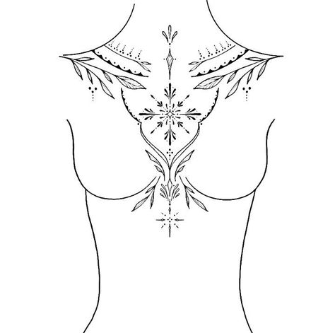 Symmetrical Neck Tattoos Women, Nature Mandala Tattoo, Collarbone Tattoo, Hippie Tattoo, Flash Sheets, Neck Tattoos Women, Dot Tattoos, Chest Tattoos, Chest Tattoos For Women