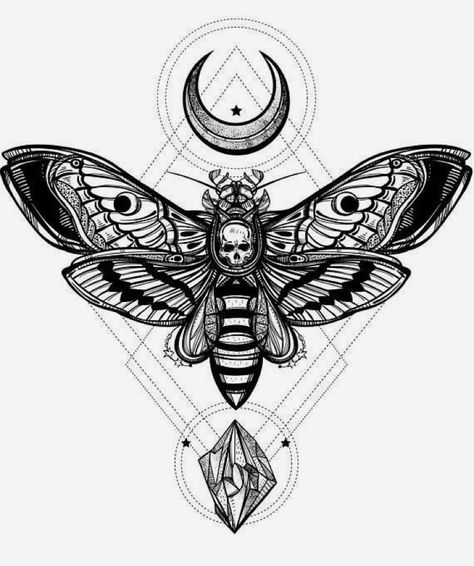 Moth Tattoo Design, Deaths Head, Kunst Tattoos, Hawk Moth, Moth Tattoo, Spiritual Tattoos, Tattoo Designs And Meanings, Design Tattoo, Symbolic Tattoos