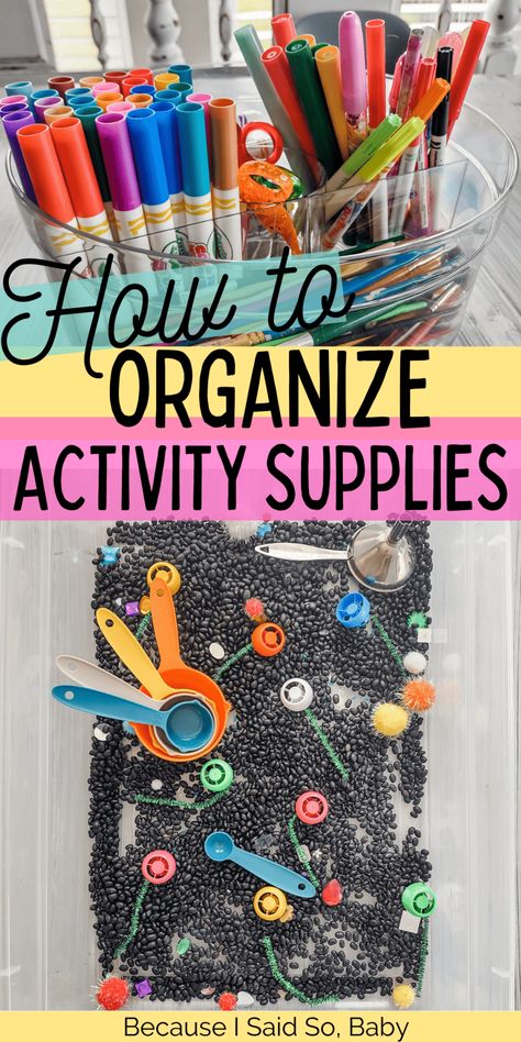 Organizing Manipulatives, Preschool Marker Storage, Organizing Lesson Plans And Materials, Math Manipulatives Storage, Classroom Manipulative Storage, How To Store Sensory Bin Items, Preschool Supply List, Storage Organization Ideas, Sensory Materials