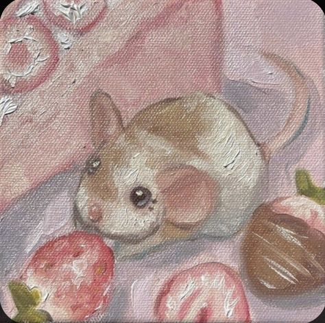 Couqutte Paintings, Coquette Animals Painting, Coquette Paintings, Coquette Animals, Paintings Cute, Doodles Cute, Coquette Art, Whimsical Creatures, Animals Painting