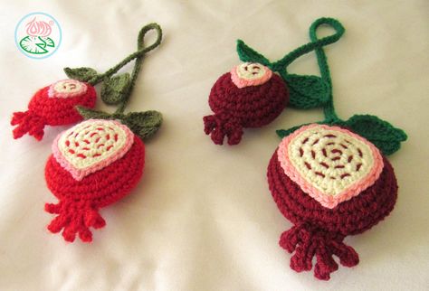 Pomegranate Crochet Pattern, Pomegranate Crochet, Crochet Pomegranate, Jewish Crochet, Pattern For Crochet, Crochet Hanging, Apartment Vibes, Crochet Decor, Clothing Reference