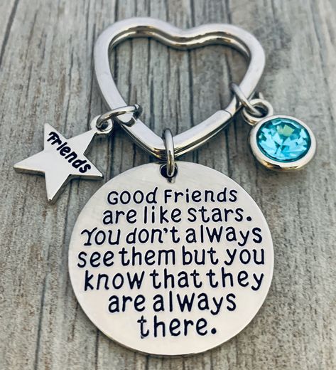 Cute Best Friend Gifts, Bff Keychain, Birthstone Keychain, Friend Keychain, Friends Are Like Stars, Good Friends Are Like Stars, Inexpensive Jewelry, Cute Gifts For Friends, Friend Jewelry