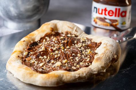 Nutella Pizza Recipe | Authentic Italian Dessert Pizza Homemade Pizza Party, Timballo Recipe, Authentic Italian Desserts, Tagliatelle Recipe, Nutella Pizza, How To Make Nutella, Best Pizza Dough Recipe, Sweet Pizza, Bolognese Sauce Recipe