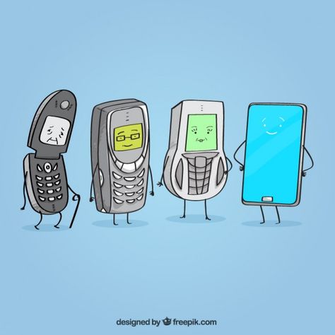 Old mobiles vs new mobile Free Vector Old Technology Vs New Technology, Old Vs New, Then Vs Now, Note Doodles, Old Technology, New Mobile, Phone Repair, Bart Simpson, Mobile Phone