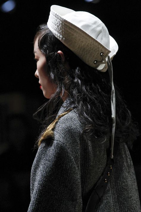 Prada - Fall 2016 - Sailor Hat Hat Alternatives, Sailor Hat Outfit, Foil Hat, Headwear Fashion, Sailor Cap, Sailor Hat, Mood Board Fashion, Outfits With Hats, 2016 Fashion