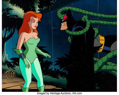 Batman: The Animated Series Poison Ivy and Batman Production Cel | Lot #12157 | Heritage Auctions Poison Ivy And Batman, Poison Ivy Dc Comics, Poison Ivy Batman, The Bat Man, Batman Costume, Batman Figures, Batman The Animated Series, Best Villains, Warner Brothers