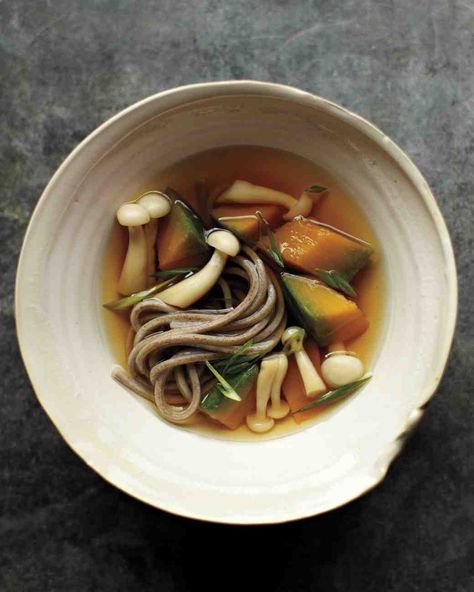 Japanese Squash-and-Soba-Noodle Soup Japanese Squash, Soba Noodles Soup, Soba Noodle, Vegan Pasta Recipes, Noodle Soup Recipes, Soba Noodles, Squash Soup, Pumpkin Soup, Homemade Soup