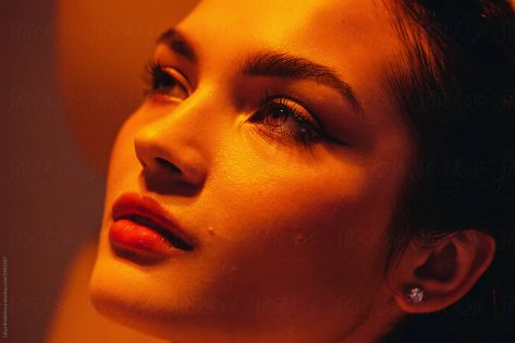 Crop Face Beauty Portrait Of Amazing Woman In Warm Light | Stocksy United Permanent Eyeliner, Infrared Light, Toni Garrn, Warm Lighting, Under Eyes, Best Sunscreens, Red Light Therapy, Beauty Portrait, Portrait Images