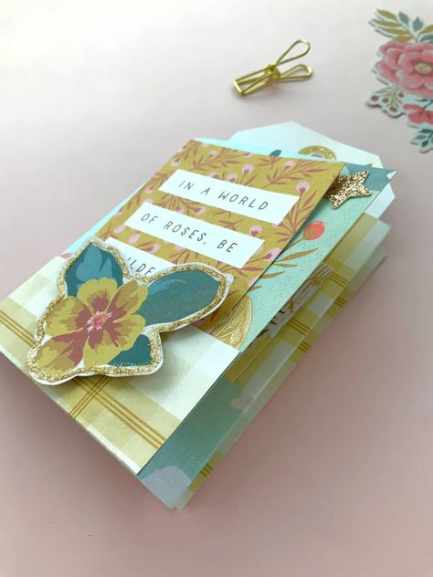 One page wonder mini album - Project Idea - Scrapbook.com One Page Wonder, Pen Pal Gifts, Diy Scrapbook Album, Album Tutorial, Mail Ideas, One Sheet Wonder, Pocket Folders, Mini Album Tutorial, Altered Book Art