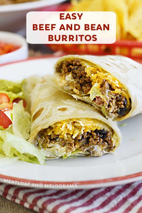 Beef And Bean Burritos, Bean And Cheese Burrito, Beans And Cheese, Bean Burrito, Bean Burritos, Ground Beef Recipes Healthy, Ground Beef Dishes, Burritos Recipe, Crockpot Recipes Beef