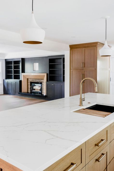 Grey Marble Quartz Countertops, White Quartz With Tan Veining, White Quartz With Black Veins, Quartz With Veining, White Quartz Countertop Kitchen, Marbling Pattern, Bloomington Minnesota, White Quartz Counter, Dream Master