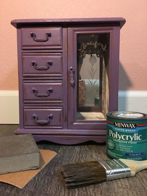 How to Revamp an Old Jewelry Box : 7 Steps - Instructables Old Jewelry Box Makeover, Old Jewelry Box, Jute Flowers, Wood Primer, Jewelry Box Makeover, Random Objects, Painted Jewelry Boxes, Cardboard Painting, Sanding Block