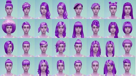 Stars Sugary Pixels: Female purple hairstyle • Sims 4 Hairs Sims 4 Stars, Sims Hairstyles, Purple And Pink Hair, Mod Hair, Sims 4 Cas Mods, Plum Hair, Sims Hair, Hair Color Purple, Sims 4 Cas