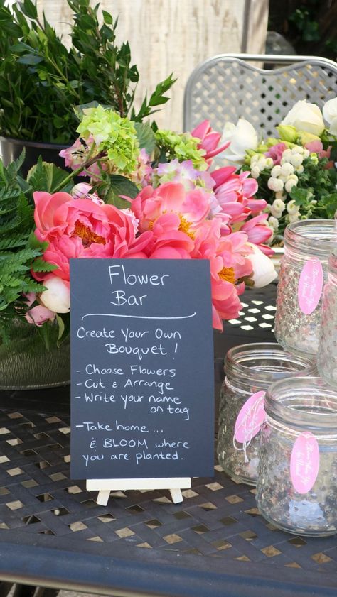 Flower Bar! Build Your Own Bouquet Bar, Flower Bouquet Bar, Build Your Own Bouquet, Bouquet Bar, Flower Bar, Bloom Where You Are Planted, Wedding Shower, The Soul, Build Your Own