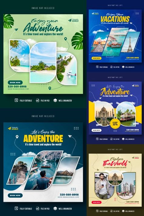 Instagram Feed Theme Layout, Poster Design Kids, Travel Advertising Design, Vacation Instagram, Travel Instagram Ideas, Instagram Post Design, Real Estate Marketing Design, Travel Advertising, Travel Poster Design