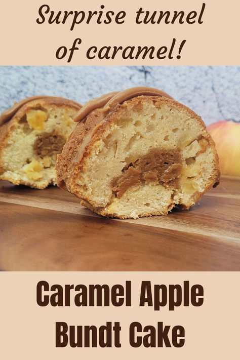 slices of caramel apple Bundt cake on a wooden board Dessert Recipes With Apples, Caramel Apple Bundt Cake, Apple Caramel Cake, Caramel Bundt Cake, Apple And Caramel, Recipes With Apples, Yummy Cake Recipes, Box Cake Recipes, The Best Cake Recipes