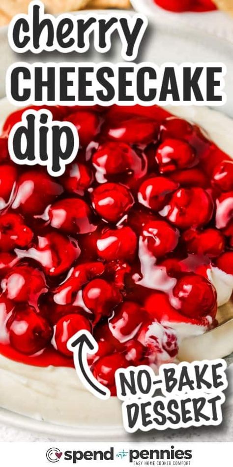 Guests and family will rave over this cherry cheesecake dip. So easy to make and made with simple ingredients, this cherry cheesecake dip is the perfect addition to the appetizer table. Made with yogurt, smooth cream cheese, some cherry pie filling, and powdered sugar, this recipe is both sweet, smooth, and creamy. #cherrycheesecakedip #cherrycheesecakediprecipe #cherrydiprecipe #spendwithpennies Cherry Dip Recipe, Cherry Cheesecake Dip Recipe, Cherry Cheesecake Dip, Cherry Pie Filling Recipes, Cheesecake Dip Recipe, Appetizer Table, Pie Filling Recipes, Cheesecake Dip, Spend With Pennies