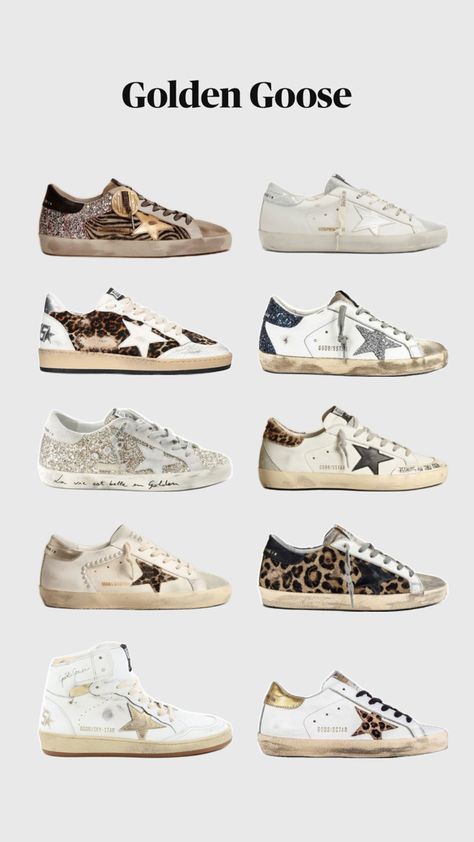 Golden Goose Sneakers Aesthetic, Skor Sneakers, Pretty Shoes Sneakers, Goose Sneakers, Shoes Outfit Fashion, Shoe Wishlist, Animal Print Shoes, Golden Goose Sneakers, Girly Shoes