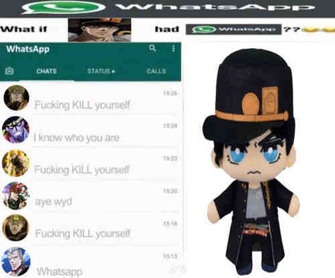 What If Had Whatsapp, If Had Whatsapp, Jotaro Plush, Jotaro Kujo Part 4, Jotaro Fanart, Jotaro Kujo Fanart, Jotaro Pfp, Jjba Plushies, Jotaro Hat