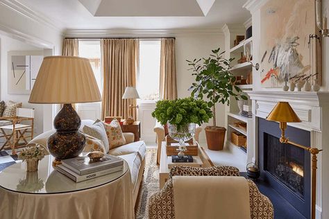 Small Sitting Areas, Banquette Cushions, Albert Hadley, All White Room, Condo Remodel, Layered Rugs, White Floors, Striped Wallpaper, Higher Design