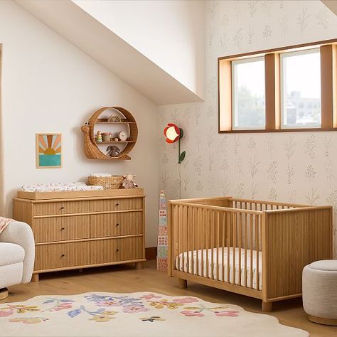 Elora Nursery | West Elm Modern Nursery Furniture, Sister Room, Modern Kids Furniture, West Elm Kids, Storage Kids Room, Nursery Room Inspiration, Kids Room Organization, Safe Storage, Kids Lighting