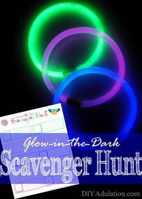 Get ready for the most versatile glow game yet with this glow-in-the-dark scavenger hunt! It is perfect for indoors, outdoors, vacations, and more. Glow Stick Scavenger Hunt, Night Scavenger Hunt Outdoor, Glow In The Dark Outdoor Games, Indoor Glow In The Dark Games, Glow In Dark Games, Glow In The Dark Scavenger Hunt, Glow Scavenger Hunt, Glow In The Dark Games For Kids, Glow Party Games For Teens