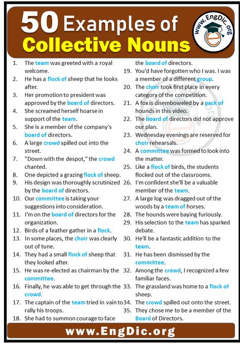 50 Examples of Collective Nouns in Sentences Countable Nouns, Indefinite Pronouns, Uncountable Nouns, Regular And Irregular Verbs, Love Fear, Nouns Worksheet, Basic Grammar, Collective Nouns, Work Sheet