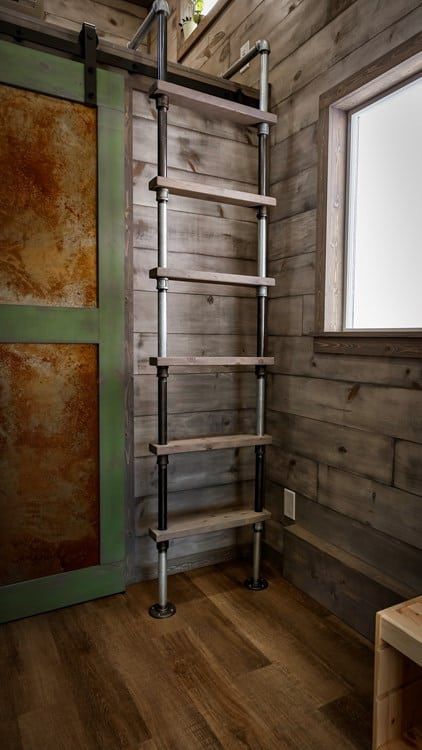 Loft Ladder Ideas, Pipe Ladder, House Ladder, Tiny House Stairs, Loft Stairs, Tiny House Loft, Loft Ladder, House Loft, Best Tiny House