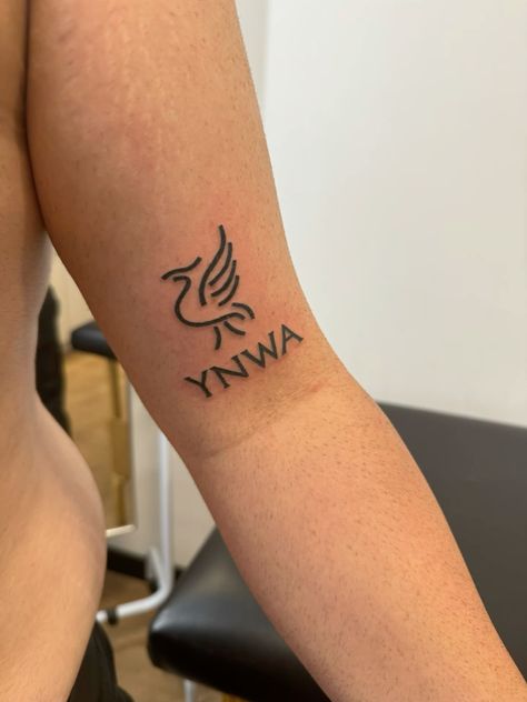 #YNWA You’ll never walk alone. Liverpool. Tattoo. Tatuagem. Youll Never Walk Alone Tatoos, Liverpool Fc Tattoo Ideas, Liverpool Tattoo Ideas, Footballer Tattoos, Liverbird Tattoo, Ynwa Tattoo, Lfc Tattoo, Liverpool Fc Tattoo, Liverpool Fc Logo