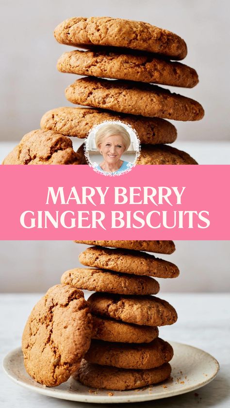 Mary Berry Ginger Biscuits Mary Berry Ginger Biscuits, Biscuits British, Ginger Biscuits Recipe, Ginger Cookies Recipe, British Food Traditional, English Biscuits, Demerara Sugar, Ginger Cookie Recipes, Tom Kerridge