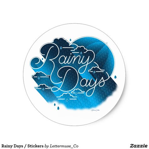 Zazzle Stickers, Rain Logo, Cats Reading, Love The Rain, Monoline Script, Decorated Water Bottles, Custom Letters, Create Custom Stickers, Day For Night