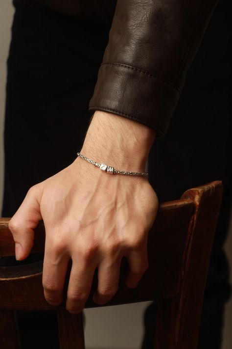 [SponsoredPost] 65 Most Saved Mens Jewelry Bracelet Ideas To Copy In All Season #mensjewelrybracelet Mens Bracelet Photography, Mens Initial Bracelet, Silver Gifts For Men, Initial Bracelet Men, Silver Bracelet For Boys, Mens Silver Bracelets, Engraving Bracelet, Men Silver Bracelet, Silver Bracelets For Men