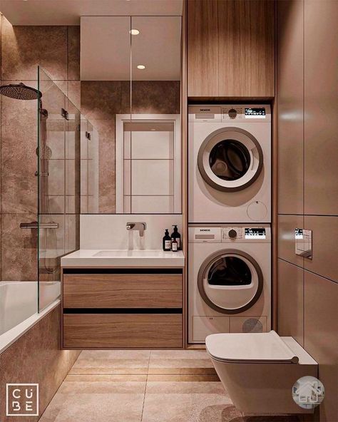 Laundry Bathroom Combo, Small Bathroom Plans, Apartment Bathroom Design, Small Bathroom Interior, Bathroom Design Layout, Bathroom Plans, Bathroom Floor Plans, Laundry Design, Modern Laundry Rooms