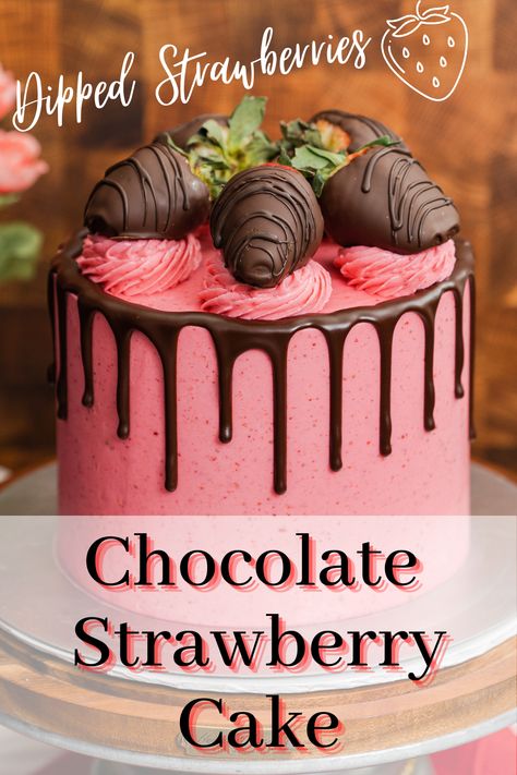 This moist chocolate cake is filled with fresh strawberries and the best strawberry frosting. The best of all: It is topped with the delicious chocolate covered strawberries. Read my tips for the best chocolate covered strawberries on how to store them! Chocolate Covered Strawberry Cake, Chocolate Covered Strawberry Recipe, Romantic Desserts, Chocolate Strawberry Cake, Cake Strawberry, Covered Strawberry, Chocolate Covered Strawberry, Strawberry Buttercream, Strawberry Chocolate