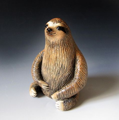 Ceramic Sloth Sculpture | Felicia Nilson | Flickr Pottery Animals, Pottery Painting Designs, Ceramic Animals, Pottery Sculpture, Clay Art Projects, Cute Clay, Ceramics Ideas Pottery, Sculpture Clay, Art Club