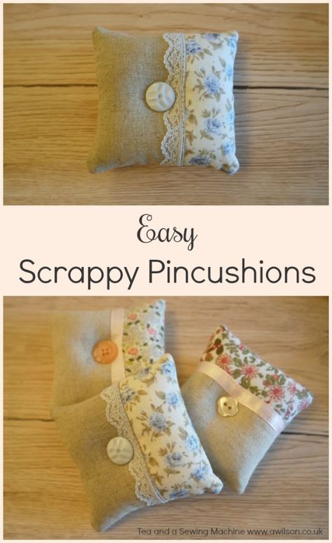 easy scrappy pincushions Diy Pin Cushion, Sewing Machines Best, Pin Cushions Patterns, Scrap Fabric Crafts, Scrap Fabric Projects, Sand Crafts, Lavender Bags, Scrap Fabric, Small Sewing Projects