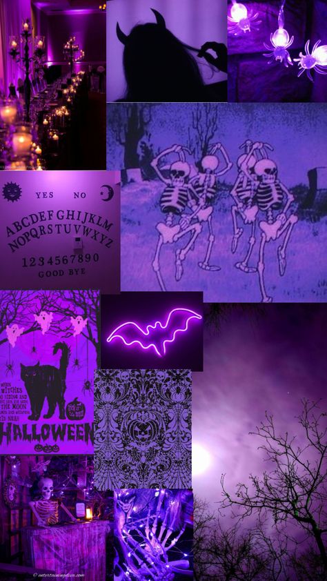 #myfirstshuffle Holloween Wallpapers, Purple Halloween Wallpaper, Pleasing Wallpapers, Purple Aesthetics, Purple Wallpapers, Pink Wallpaper Hello Kitty, Halloween Wallpapers, Image Collage, Cute Fall Wallpaper