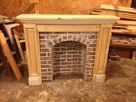 Fake Brick Fireplace, Faux Brick Fireplace, Fireplace Brick, Fake Brick, Faux Fireplace Mantels, Diy Fireplace Makeover, Fake Fireplace, Fake Wood, Faux Fireplace Diy