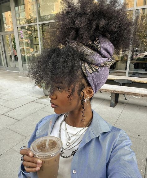 4c Hairstyles With Scarf, Natural Hair Scarf, Loc Ideas, Headwrap Hairstyles, Curly Natural Hair, Hairstyle Curly, Quick Natural Hair Styles, Hair Scarf Styles, Scarf Hair