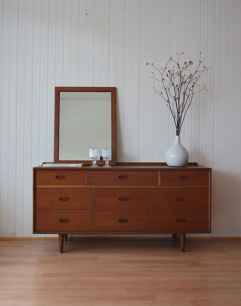 Mid Century Dresser | Mid Century Avenue Mid Century Modern Chest Of Drawers, Mid Century Dresser, 9 Drawer Dresser, Dresser Handles, Apartment Decorating, Drawer Dresser, Dresser Drawers, Apartment Decor, Dresser