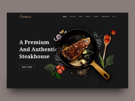 Steakhouse Homepage by Patya Pindo Banner Web Design, Food Website Design, Desain Ux, Steakhouse Restaurant, Restaurant Website Design, Food Web Design, Restaurant Web, Web Design Websites, Desain Editorial