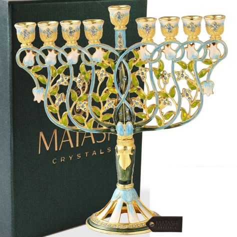 Jewish Candle, Jewish Celebrations, Elegant Packaging, Hanukkah Menorah, Religious Symbols, Jewish Holiday, Hanukkah Gifts, Jewish Art, Flowers Design