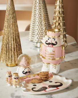 Neiman Marcus Nutcracker Christmas Snow Globe | Neiman Marcus Nutcracker Collection, Hand Painted Cookies, Pink Nutcracker, Christmas Snow Globe, Paint Cookies, Ceramic Cookie Jar, Cookie Tray, Christmas Snow Globes, Stocking Tree