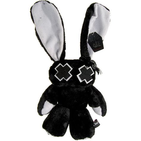 Luv Bunny Plush Toy (10 ($23) ❤ liked on Polyvore featuring plushies, stuffed animals and home Gothic Clothing, Stuffed Animals, Stuffed Animal, White Background, Black And White, Polyvore, Animals, White, Black