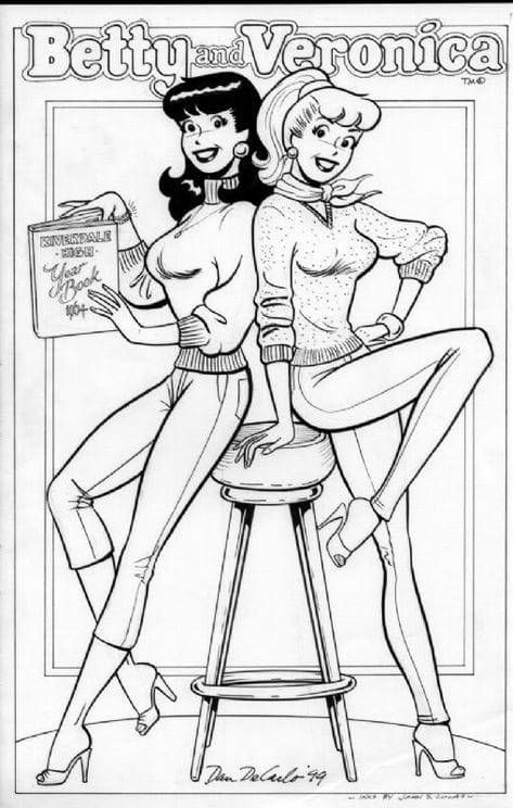 Dan DeCarlo Betty And Veronica Pinup, Dan Decarlo Art, Archie Comics Characters, Betty Veronica, Dan Decarlo, Coloring Stuff, Archie Comic Books, Katy Keene, Archie And Betty