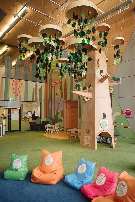 Preschool Indoor Playground Ideas, Kids Daycare Design, Kids Playground Indoor, Preschool Design Interior, Play School Interiors, Children’s Library, Kids Zone Design, Kids Cafe Interior, Preschool Interior Design