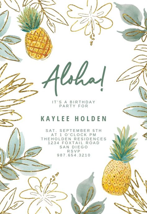 30th Invite, Pineapple Pool Party, Summer Birthday Party Invitations, Tropical Birthday Invitations, Luau Party Invitations, Pool Party Invitation Template, Milestone Birthday Invitations, Bridal Shower Invitations Free, Farewell Party Invitations