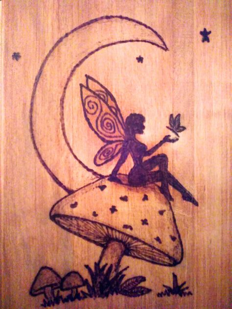 Mushroom And Fairy Painting, Fairycore Painting Ideas Easy, Fairy Moon Drawing, Fairies And Mushrooms Art, Mushroom Fairy Art Drawing, Mushroom Fairy Garden Drawing, Cute Fairy Garden Drawings, Moon With Mushrooms Drawing, Sketches Of Fairies