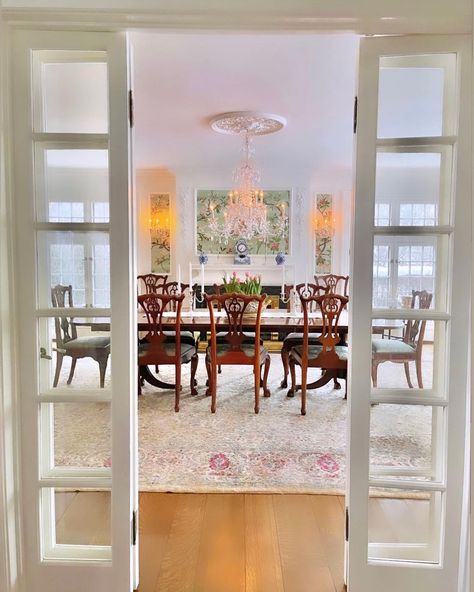 Acquired by Andrea on Instagram: “🌸I am often asked about my bi-fold French doors in my dining room. I love them. Not only do they add charm and character to the room but…” Dining Room French Door, Double French Doors Living Room, Millwork Fireplace, Dining Room French Doors, French Doors Living Room, Doors Living Room, Folding French Doors, Double French Doors, Window Seats