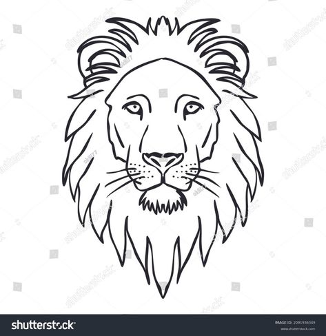 Lion Head Outline, Draw Lion, Draw Outline, Head Outline, Outline Illustration, Lion Face, A Lion, Lion Head, Vector Stock